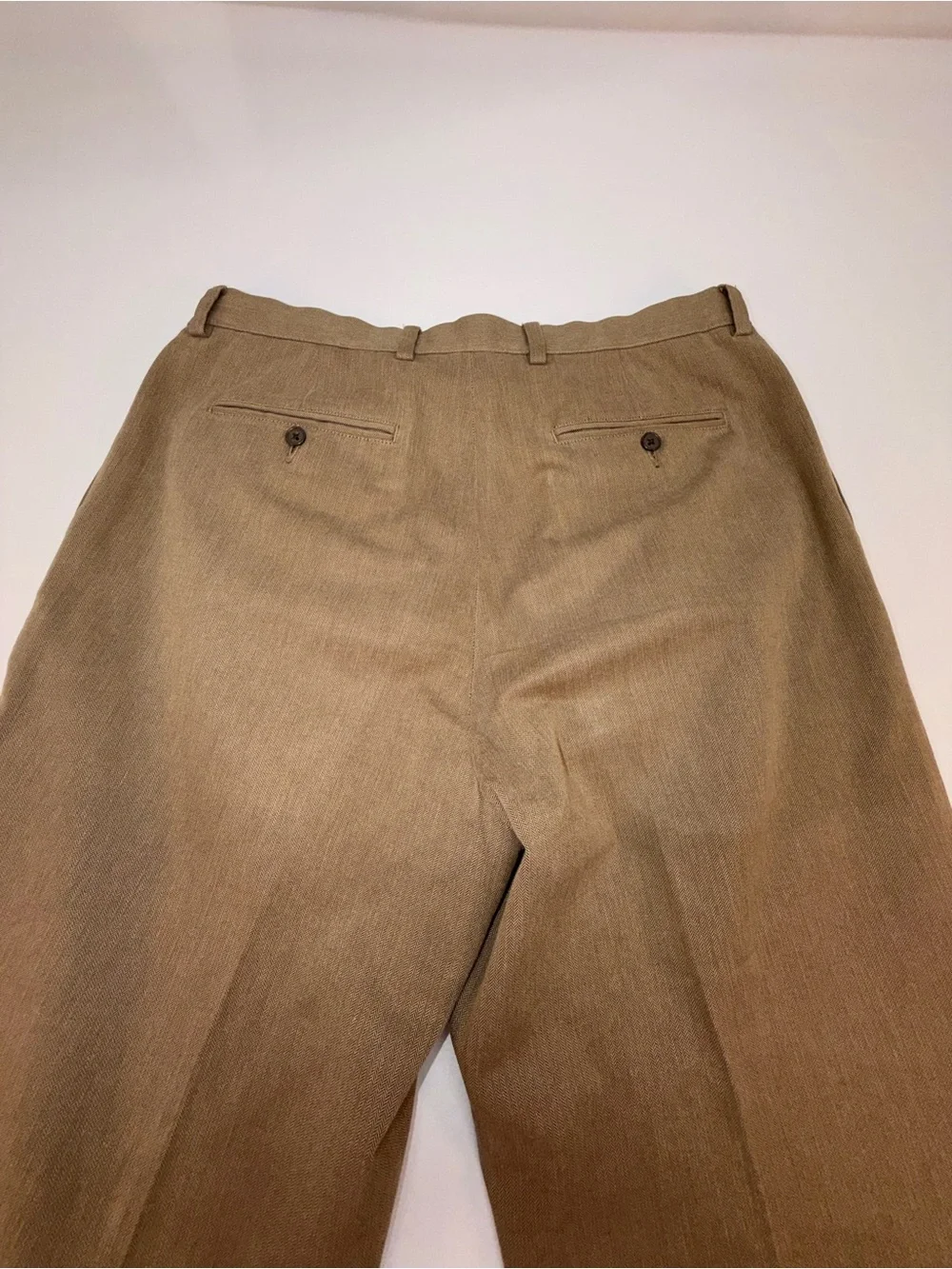 J.Crew Mens 36x32 Classic Fit Pants Brown Herringbone Pleated Cuffed 100% Cotton